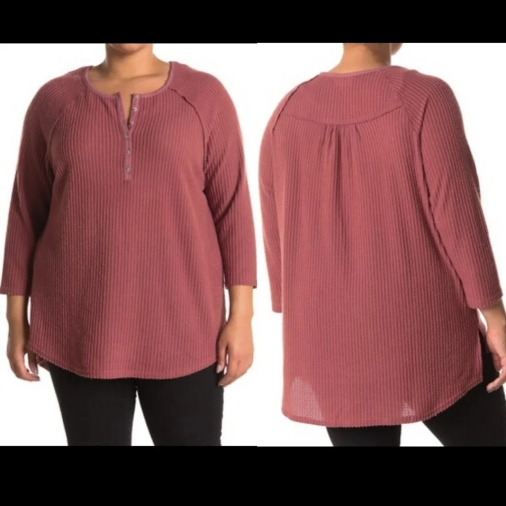 Melloday | Plus Size Thermal Waffle Knit Top